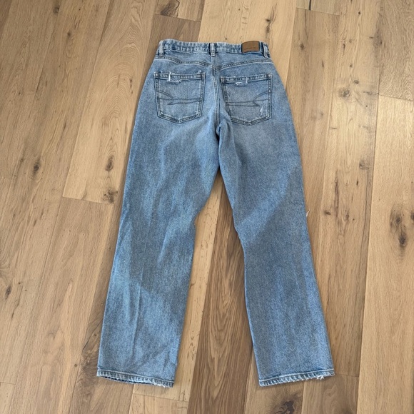 American Eagle Outfitters Blue Ripped Straight Leg Jeans - Picture 4 of 7